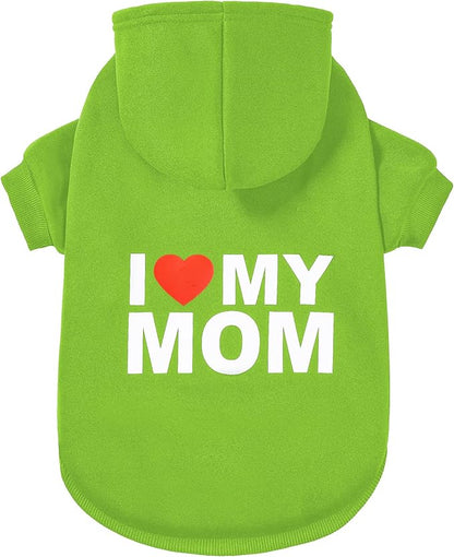 GreenJoy Dog Sweater Dog Hoodie Cold Weather Coat Hooded Sweatshirt for Puppies,Cats, Small Medium Large Dogs (Green(I Love My Mom), XX-Large)