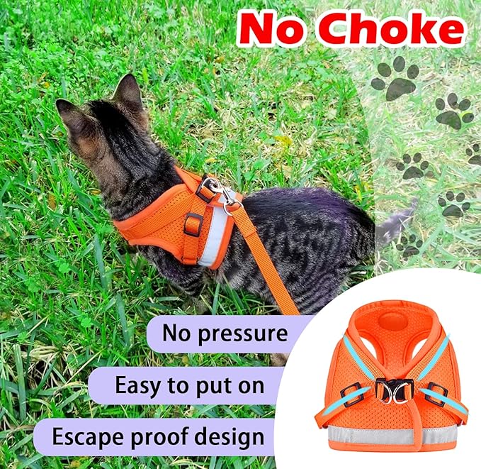 Cat Harnesses and Puppy Harness with Leashes Set, Escape Proof Cat Harness, Adjustable Reflective Soft Mesh Vest Fit Puppy Kitten Rabbit Ferrets's Outdoor Harness