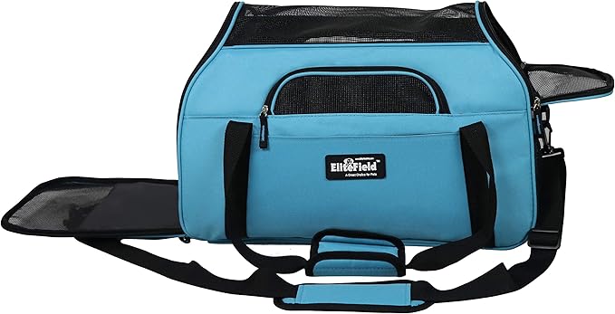 EliteField Soft Sided Pet Carrier (3 Year Warranty, Airline Approved), Multiple Sizes and Colors Available (Medium: 17.0" L x 9.0" W x 12.0" H, Sky Blue)