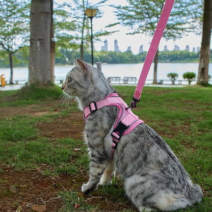 Cat Harness and Leash Set Escape Proof Tactical Extra Large Kitten Harness Emotional Support Cat Vest, Pink, XXL