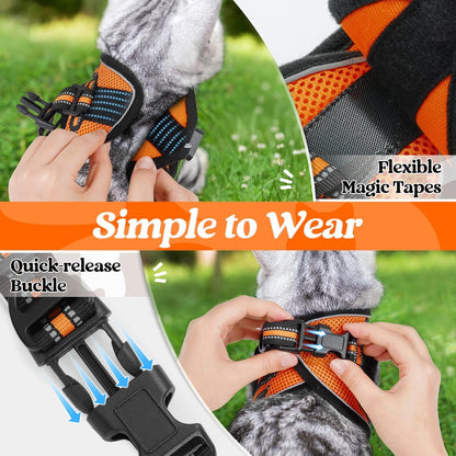 rabbitgoo Cat Harness and Leash Set for Walking Escape Proof, Adjustable Soft Kittens Vest with Reflective Strip for Cats, Comfortable Outdoor Vest,Light Orange,M
