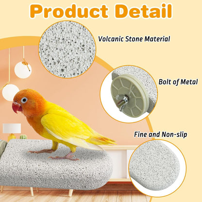 PINVNBY 6 PCS Large Bird Cage Perch Natural Parrot Beak Grinding Stone Calcium Parakeet Chew Toy Bird Stand Platform for Cockatiel Conure Lovebird Finch