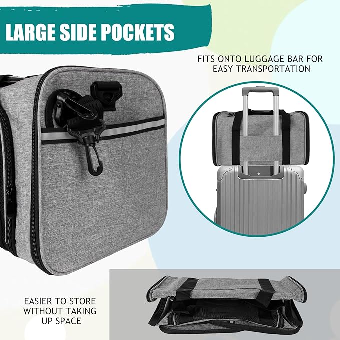 Top tasta Dog Cat Carrier Pet Carriers for Small Medium Large Cats Dogs Carrier Soft Sided Small Puppy Dog Carrier Portable Foldable Airline Approved Dog Cat Travel Carrier Grey Black M