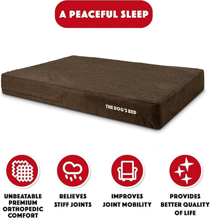 The Dog’s Bed Orthopedic Memory Foam Dog Bed, XXL Brown Plush, Pain Relief for Arthritis, Hip & Elbow Dysplasia, Post Surgery, Lameness, Supportive, Calming, Waterproof Washable Cover