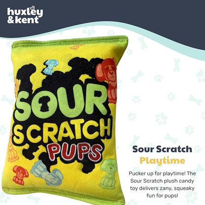 Huxley & Kent Funny Dog Toy w/Squeaker – Power Plush Squeaky Dog Toys for Small, Medium & Large Dogs – Soft Stuffed Animal for Indoor Play & Fetch - Sour Scratch, Large