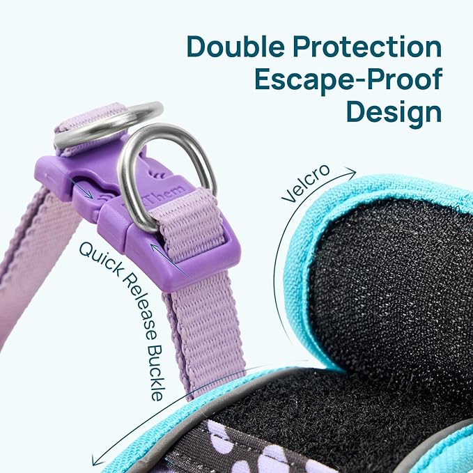 Cat Harness and Leash Set, Step-in Escape Proof Adjustable Vest Harness for Small Medium Large Cats, Lightweight Soft Breathable Reflective Kitten Harness for Walking Travel, Camping(Butterfly, M)