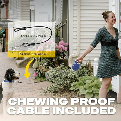 Fida Retractable Dog Leash, 10ft Heavy Duty Pet Walking Leash for X-Small Dog or Cat up to 18 lbs, Tangle Free. One-Hand Brake (X-Small,Navy Blue)