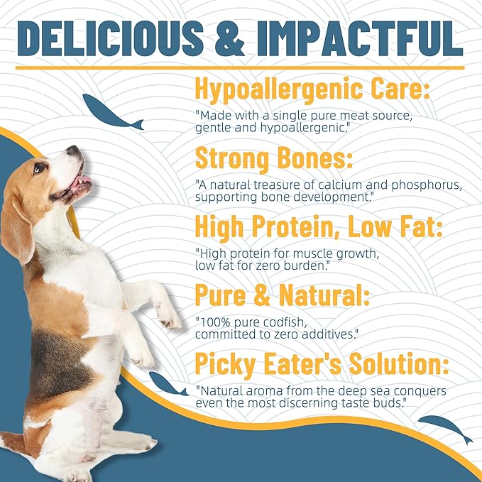 Just Try 4.76 oz Freeze-Dried Cod Treats Dog & Cat Treats - Single Ingredient, Grain-Free Snacks Omega-3 Supports Skin & Coat Health