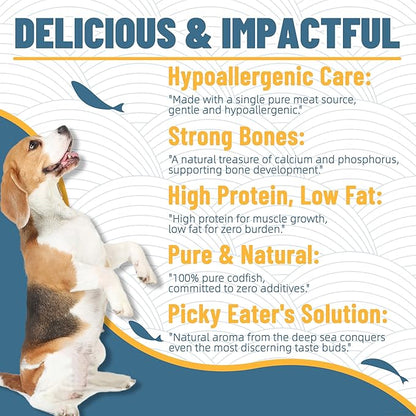 Just Try 4.76 oz Freeze-Dried Cod Treats Dog & Cat Treats - Single Ingredient, Grain-Free Snacks Omega-3 Supports Skin & Coat Health