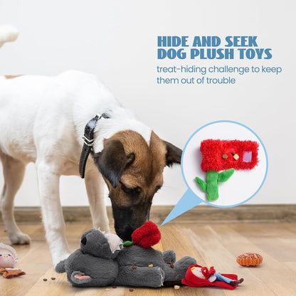 Nocciola Fairy Tale Squeaky Dog Toys, Cute Interactive Plush Stuffed Hide and Seek Cognitive Puzzle Puppy Crinkle Chew Toy for Small, Medium Breed