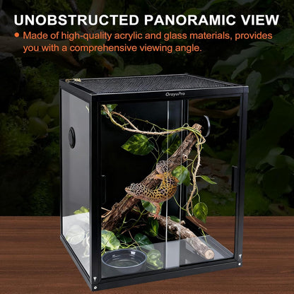 30 Gallon Reptile Tank, 18x18x24 inch PVC Reptile Terrarium, Lightweight Enclosure for Arboreal Gecko Lizard Snake Frog Chameleon