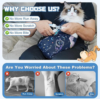 Supet Cat Grooming Wrap for Cutting Nails, 2025 Self-Adherent Cat Wrap, Anti-Escape Calming Cat Swaddle Wrap for Medicine, Nail Clipping, Teeth Brushing, Ear Cleaning