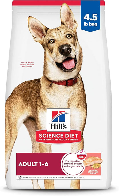 Hill's Science Diet Adult 1-6, Adult 1-6 Premium Nutrition, Dry Dog Food, Salmon & Brown Rice, 4.5 lb Bag
