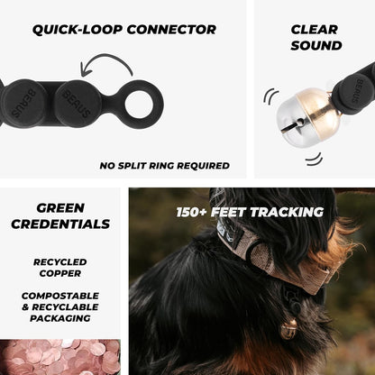 Beau's Bells V2 | Cat & Dog Collar Bells with New Quick Loop Easy Release Clip | Handmade Copper | Track Your Pet | Protect Wildlife