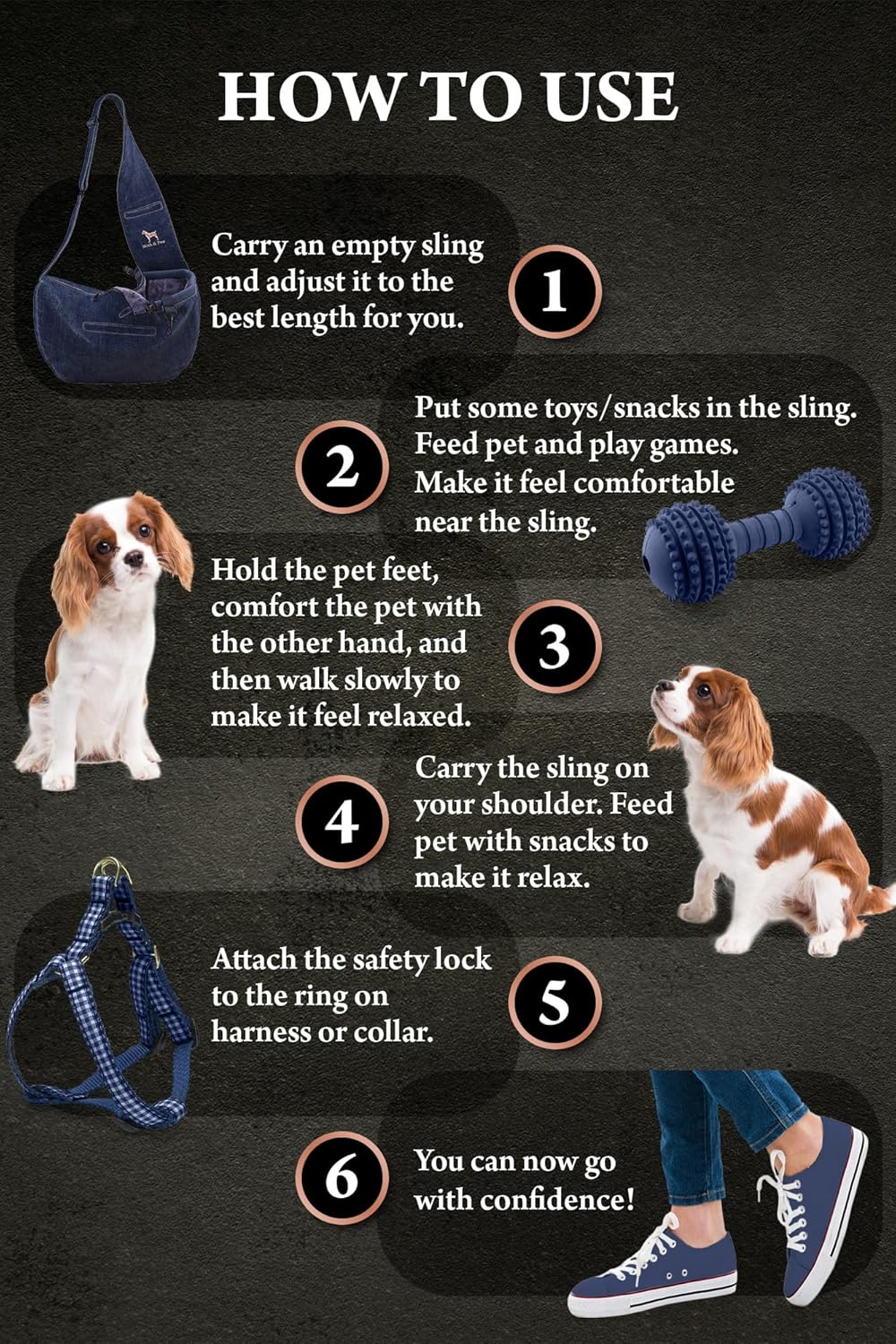 Noah & Paw Dog Sling Carrier for Small Dogs 3-10lb, Dog Sling for Small Dogs and Cats, Dog Carrier with Adjustable Padded Strap, Vegan Denim Lined with Fur, 3X Safety Features, Machine Washable