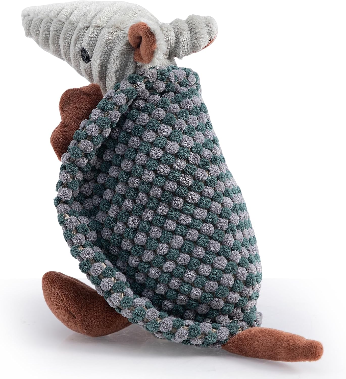 Hollypet Plush Dog Squeaky Toy Stuffed Armadillo Animal Pet Puppy Chew Toys with Clean Teeth for Small Medium Large All Breed Sizes Dogs, Light Gray and Dark Green,8 in
