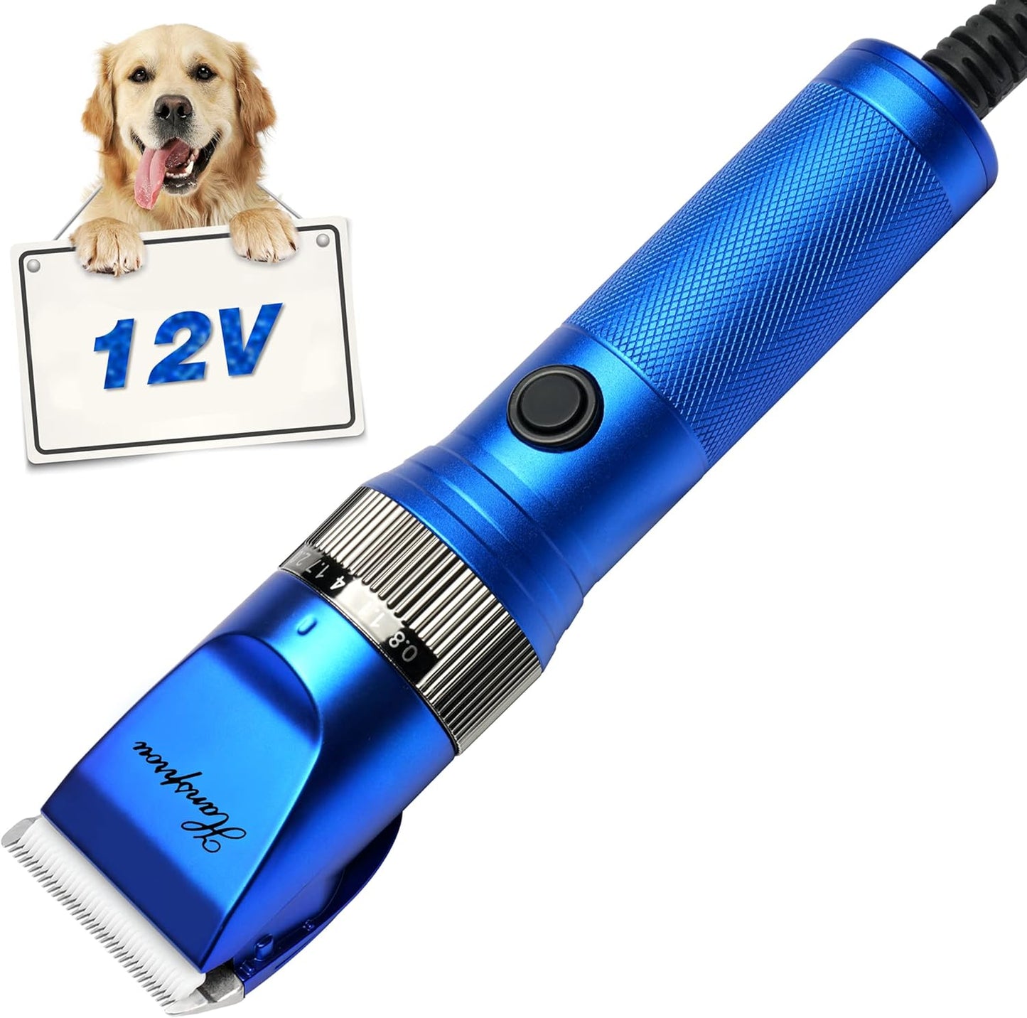 Dog Grooming Clippers, Professional 12V Heavy Duty Pet Clippers, Large Dog Shaver for Thick Coat,Plug-in Pet HairTrimmer with Guard Combs Brush for Dogs Cats