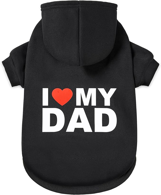 GreenJoy Dog Sweater Dog Hoodie Cold Weather Dog Coat Hooded Sweatshirt for Puppies,Cats, Small Medium Large Dogs(X-Large, Black (I Love My Dad))