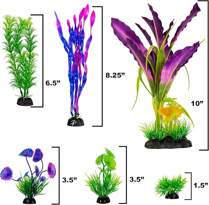 UNEAK quarium Plant Fish Tank Decorations Medium/Large Resin Plastic Artificial Plants Flower Ornament Beta Goldfish Decoration Ornaments Freshwater & Saltwater Décor (Mix)