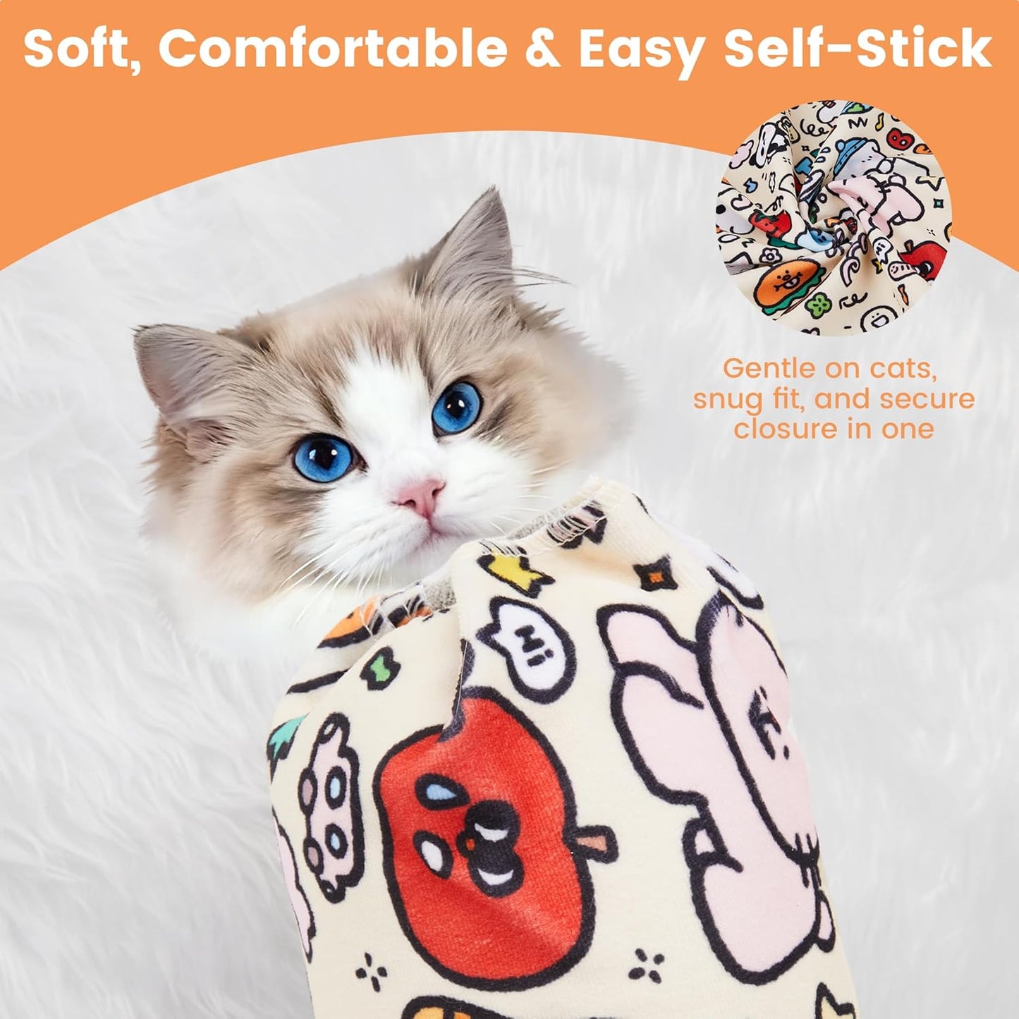Cat Grooming Wrap – Self-Adhesive Burrito for Stress-Free Nail Trimming, Grooming & Medication – Soft, Machine-Washable, Fits Cats up to 15 lbs