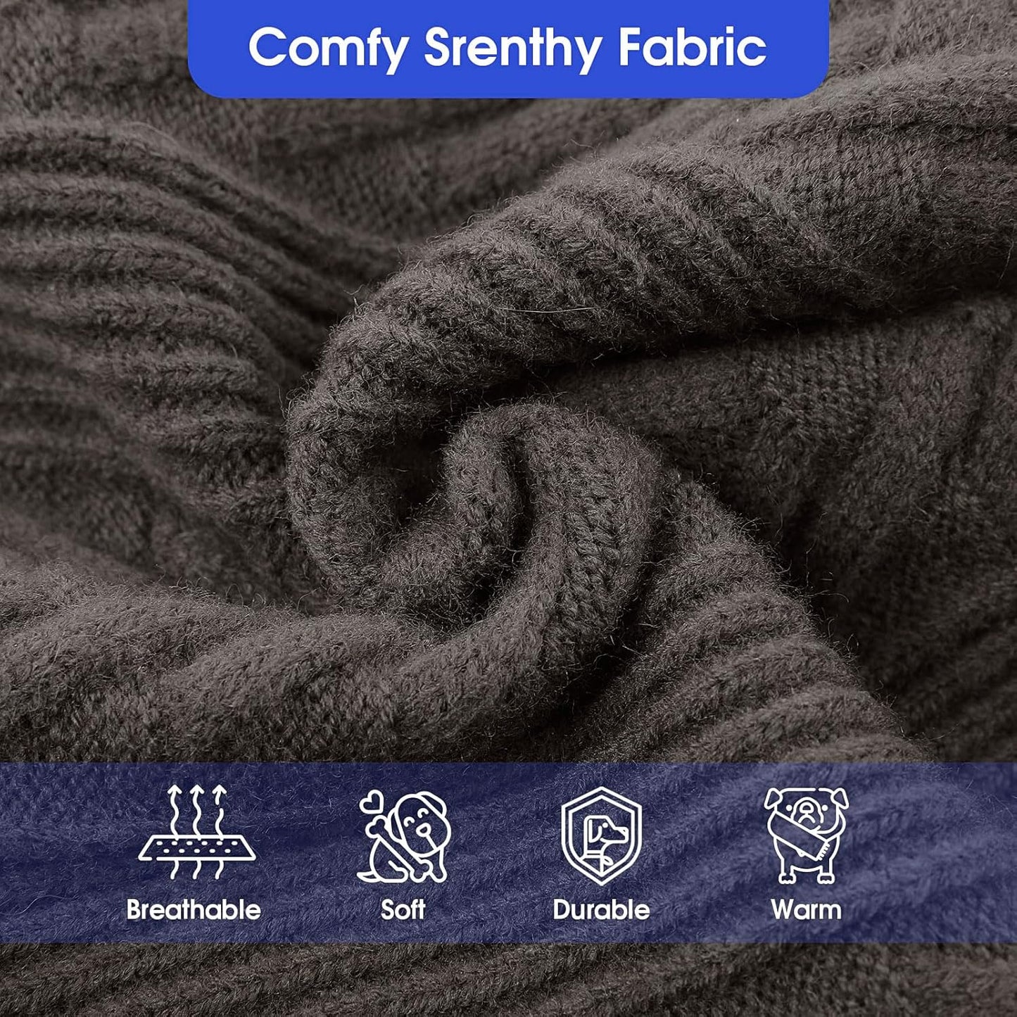 ASENKU XXL Dog Sweater, Turtleneck Pullover Winter Outfits for Extra Large Dogs - Pet Sweatshirt for Pitbull, Labrador Retriever (Dark Grey, 2XL)