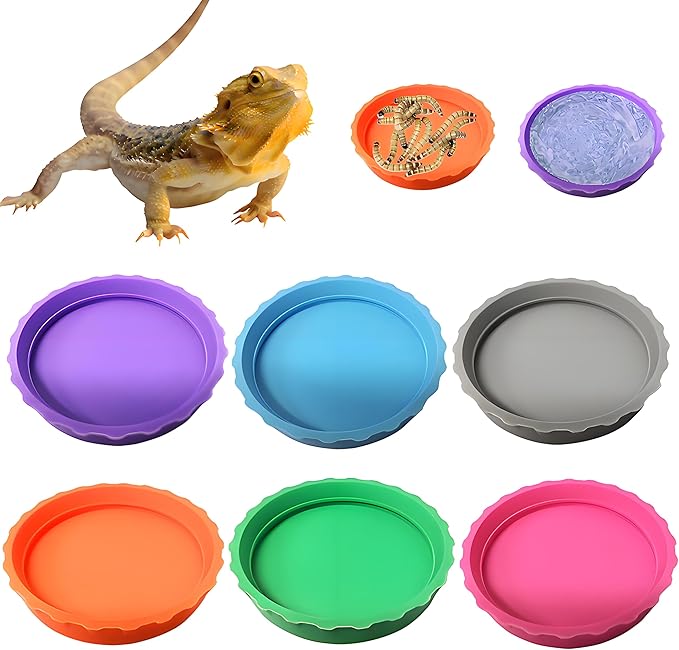 6pcs Reptile Bowls Set:Bearded Dragon Food Bowl,Gecko & Lizard Dish, Turtle Water Bowl&Cricket Keeper for Reptiles