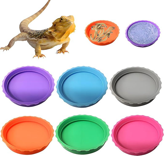 6pcs Reptile Bowls Set:Bearded Dragon Food Bowl,Gecko & Lizard Dish, Turtle Water Bowl&Cricket Keeper for Reptiles