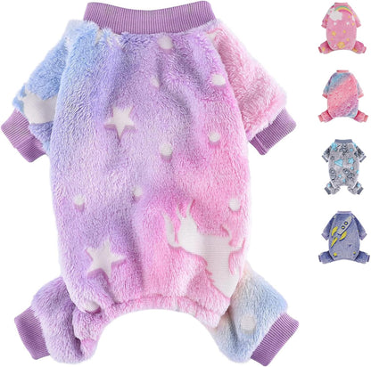 Dog Sweaters Small Girl Warm Fleece Pajamas, Cute Extra Small Dog Clothes, 4 Legs Puppy Jumpsuit Pjs Soft Stretchy Doggie Onesies Pet Outfit Apparel for Chihuahua Yorkie, Pink, XXS