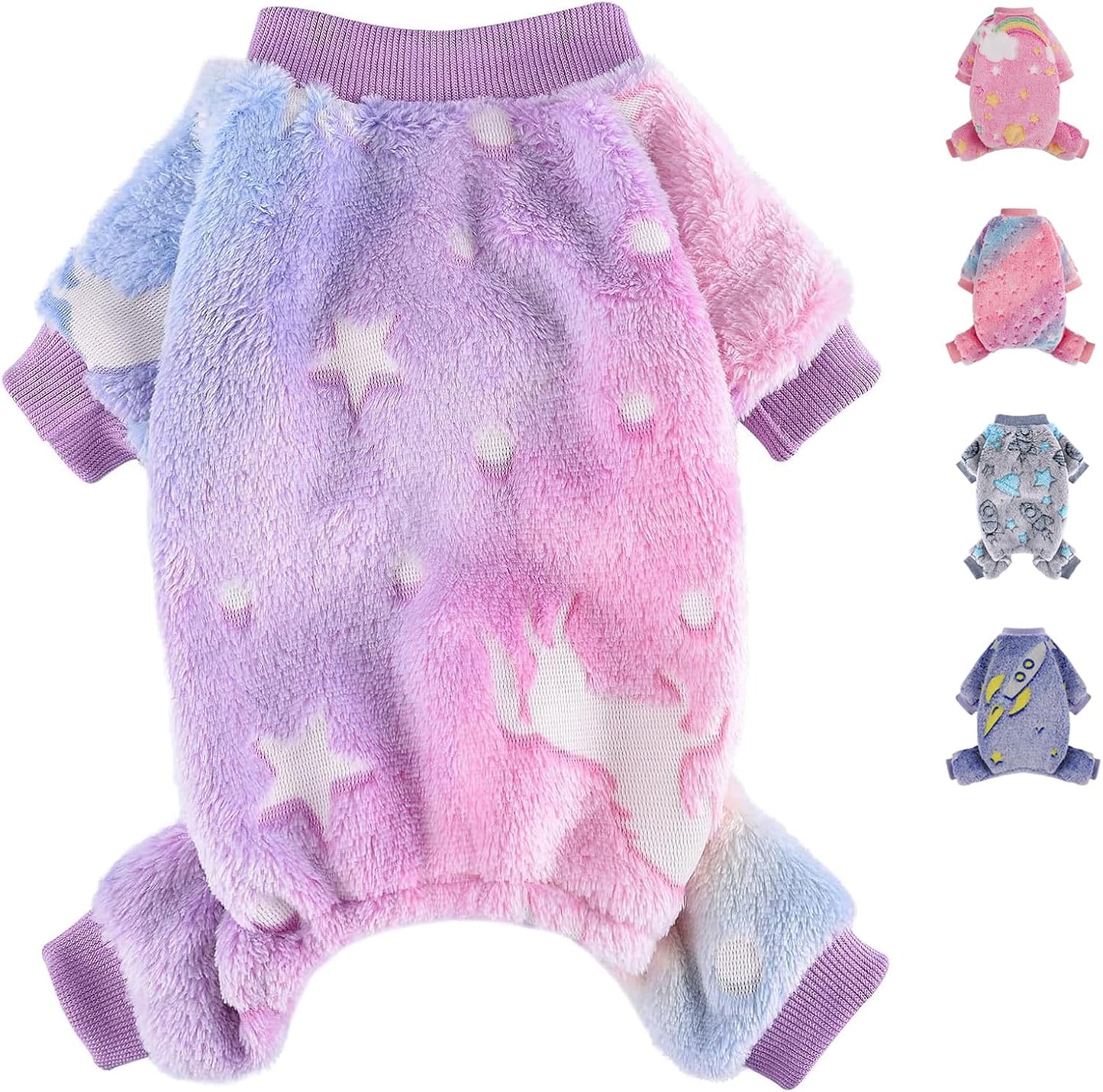 Dog Sweaters Small Girl Warm Fleece Pajamas, Cute Extra Small Dog Clothes, 4 Legs Puppy Jumpsuit Pjs Soft Stretchy Doggie Onesies Pet Outfit Apparel for Chihuahua Yorkie