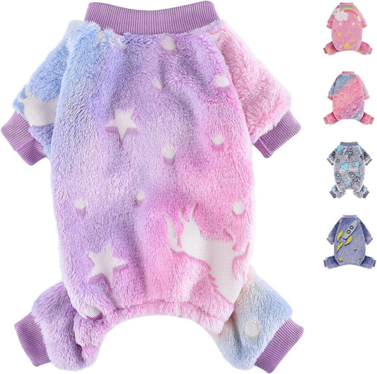 Small Dog Pajamas Pjs Sweater Cute Extra Small Dog Clothes, 4 Legs Puppy Jumpsuit, Warm Winter Fleece Doggie Onesies Pet Apparel Outfits for Chihuahua Yorkie Cat, Pink, XXXS