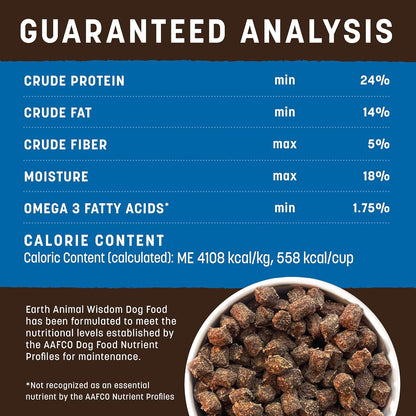 Earth Animal Wisdom Air Dried Dog Food - from The Air Recipe Premium Natural Dry Dog Food for All Breeds & Ages - 2 Lbs Bag