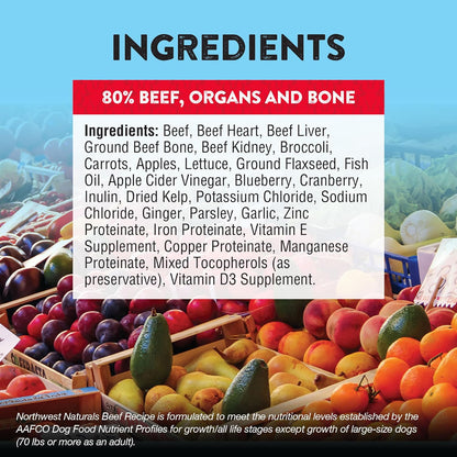 Northwest Naturals Freeze-Dried Beef Dog Food - Bite-Sized Pieces - Grain-Free, High-Protein, Raw Diet, Human-Grade, Limited Ingredients, All Natural, Nutrient-Dense, 12 Oz (Pack of 2)