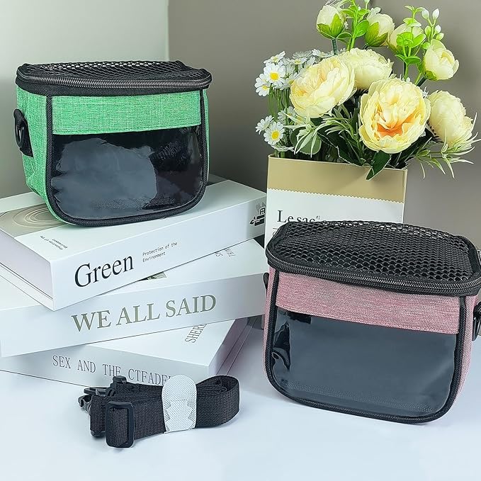 Small Pet Carrier Bag - Single - Shoulder Outdoor Carrier for Hamsters, Sugar Gliders & Flying Squirrels Portable Small Pet Travel Bag (Pink)