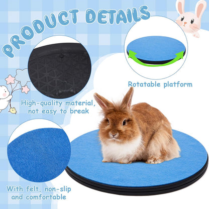 Rabbit Grooming Kit Rabbit Rotating Grooming Platform Non Slip Blue Felt Bunny Groom Accessories Supplies for Bunny Guinea Pigs Rat Hedgehog Gerbil Small Pets