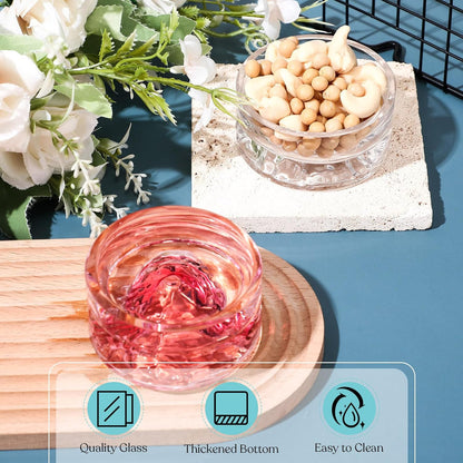 Baderke 2 Pcs Hamster Water Bowls Glass Hamster Food Bowls 35ml Mountain Style Drinking Container Anti Turning for Guinea Pig Gerbils Mice Rats Chinchilla Small Pets(Clear and Pink)