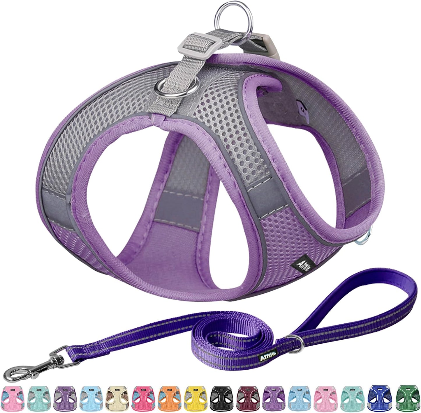 AIITLE Escape Proof Dog Harness - Step in Adjustable Dog Harness No Choke Over with Breathable Mesh and Quick-Release Buckle for Summer- Outdoor Walking, Camping, Training for Medium Dogs Purple XL