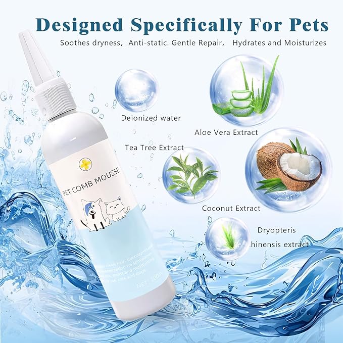 Pet Steam Brush Spray Refill for Dogs & Cats – Concentrated Waterless Shampoo, 3-in-1 Grooming Spray Comb Mist, 2*Shampoo(Steam Brush not Included)