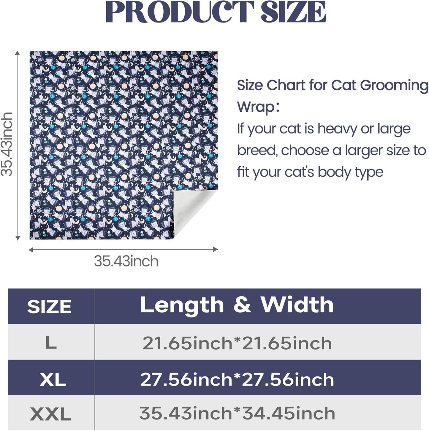 35.4'' Cat Wrap for Cutting Nails, Cat Restraint for Nail Clipping, Cat Swaddle Wrap for Adult Cats, Cat Burrito Wrap Can Be Applied to Cat Nail Trimming, XX-Large, Within 22lbs