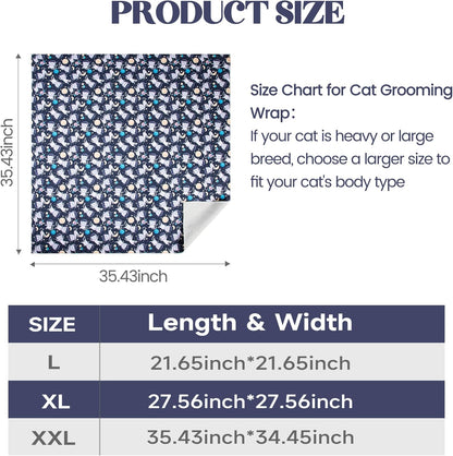 35.4'' Cat Wrap for Cutting Nails, Cat Restraint for Nail Clipping, Cat Swaddle Wrap for Adult Cats, Cat Burrito Wrap Can Be Applied to Cat Nail Trimming, XX-Large, Within 22lbs