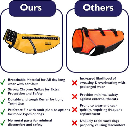 CoyoteVest Dog Harness Protection Vest, Reflective Dog Accessories with Spikes to Shield Your Pet from Raptor and Animal Attacks, Proudly Made in America (X-Small, Yellow)