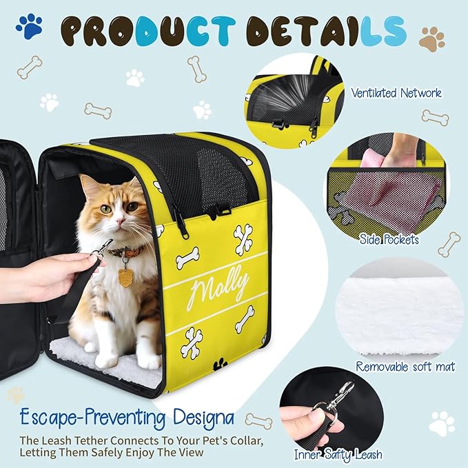 Cat Backpack Carrier-Customizable, Breathable Pet Carrier Backpack for Outdoor Travel/Vet Visits/Daily Use, Adjustable & Secure Design for Small Dogs and Cats Style8