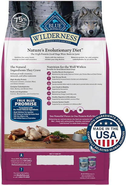Blue Buffalo Wilderness Adult Small Breed Dry Dog Food Real Chicken with Natural Ingredients