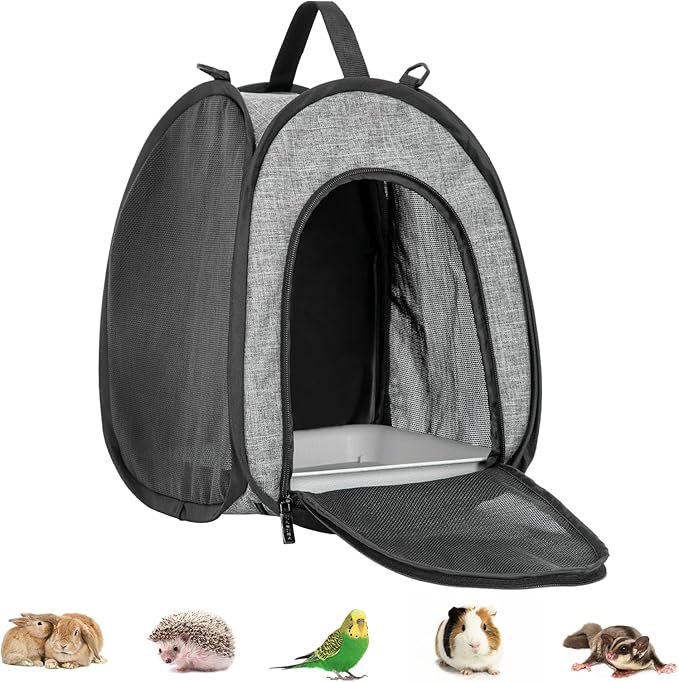 Petsfit Guinea Pig Carrier Extra Large Small Animal Carrier for Rabbit,Hamster,Hedgehog,Rat,Small Birds - Portable Bags with Shoulder Strap,Breathable Mesh Window,Removable Trays,Side Pockets