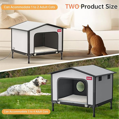 SOVPAI Outdoor cat House, Waterproof cat House for Stray Pets, Suitable for Outdoor/Indoor Cats, Easy to Assemble and Clean, Suitable for Multiple Pets and Large Cats (Green, L 24 * 17 * 19
