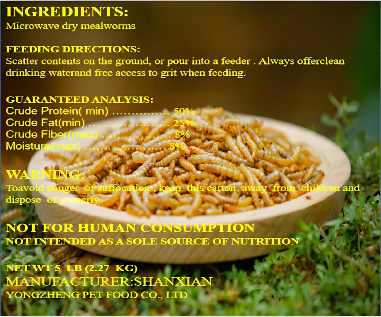 11lb Dried mealworms - High Protein, Pure Natural, Delicious - Ideal for Chickens, Birds, Ducks, Lizards, Turtles, Fish, and Reptiles, 11lbs Meal Worms