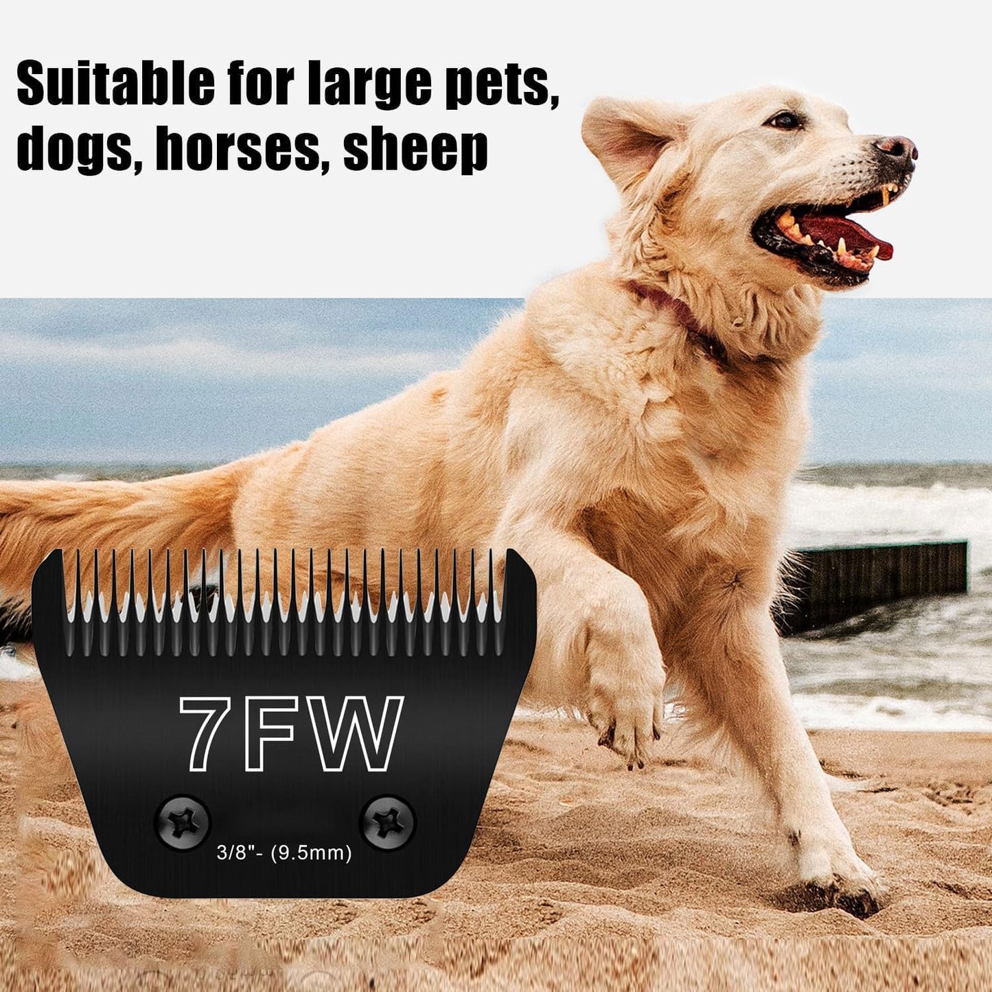 7FW Wide Blades for Dog Grooming Blades Compatible with Andis Dog Clippers Blades,Dog Clipper Blades Compatible with Oster A5,Wahl km10 Dog Clippers,Stainless-Steel Blade Sharp