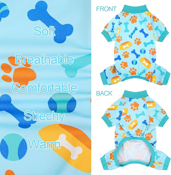 XPUDAC 4 Pack Dog Pajamas for Small Medium Sized Doggie Comfy Strechy Dog Pjs for Boy Puppy Clothes Cat Onesies Pet Outfits, XL