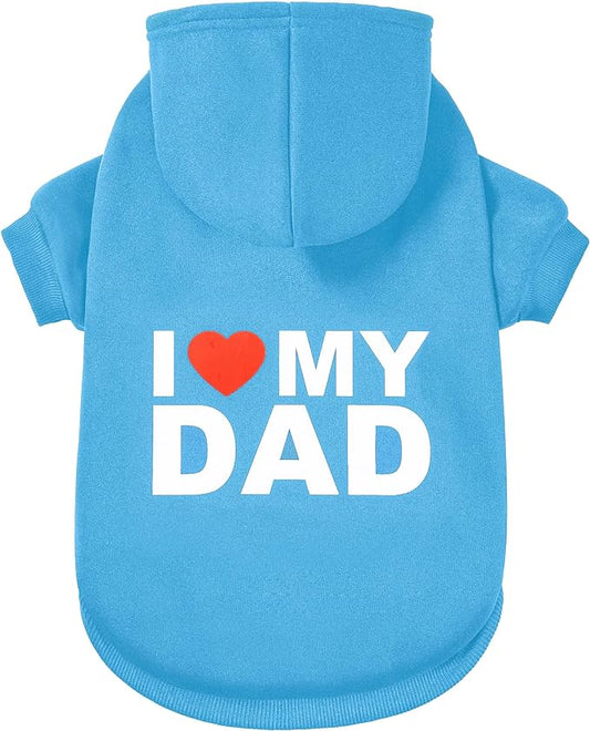 GreenJoy Dog Sweater Dog Hoodie Cold Weather Dog Coat Hooded Sweatshirt for Puppies,Cats, Small Medium Large Dogs (Blue(I Love My Dad), Medium)