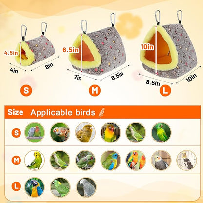 MEWTOGO Medium Warm Bird Nest House - Cozy Bird Bed for Cage with Mat, Hanging Hammock Shed Hideaway Hut for Budgerigar Monk Parakeet Rose-Ringed Parakeet Plain Parakeet Sun Conure Cockatiel