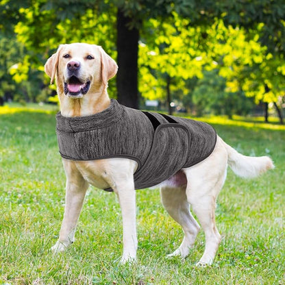 Queenmore XL Dog Sweaters, Soft Fleece Vest Pullover Dog Jacket with Leash Hole, Warm Winter Dogs Clothes Cold Weather Doggy Dachshund Sweater for Large Dogs Cats Boy or Girl (Cationic Gray, XL)